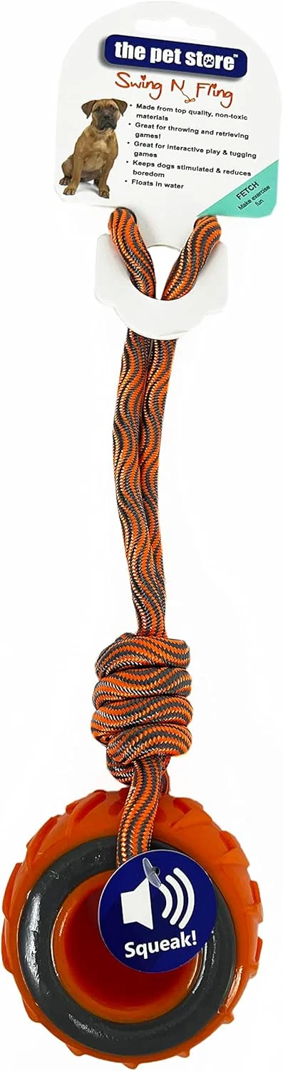 اسباب بازی سگ فروشگاه حیوانات خانگی مدل Swing N Fling، برای بازی های پرتاب و بازیابی، به ترویج تمایل سگ شما به بازی و تشویق ورزش سالم کمک می کند.