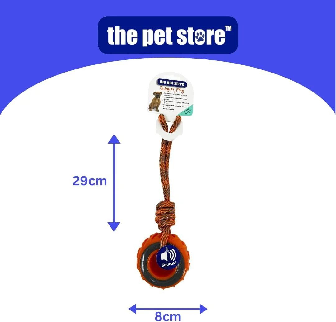 اسباب بازی سگ فروشگاه حیوانات خانگی مدل Swing N Fling، برای بازی های پرتاب و بازیابی، به ترویج تمایل سگ شما به بازی و تشویق ورزش سالم کمک می کند.
