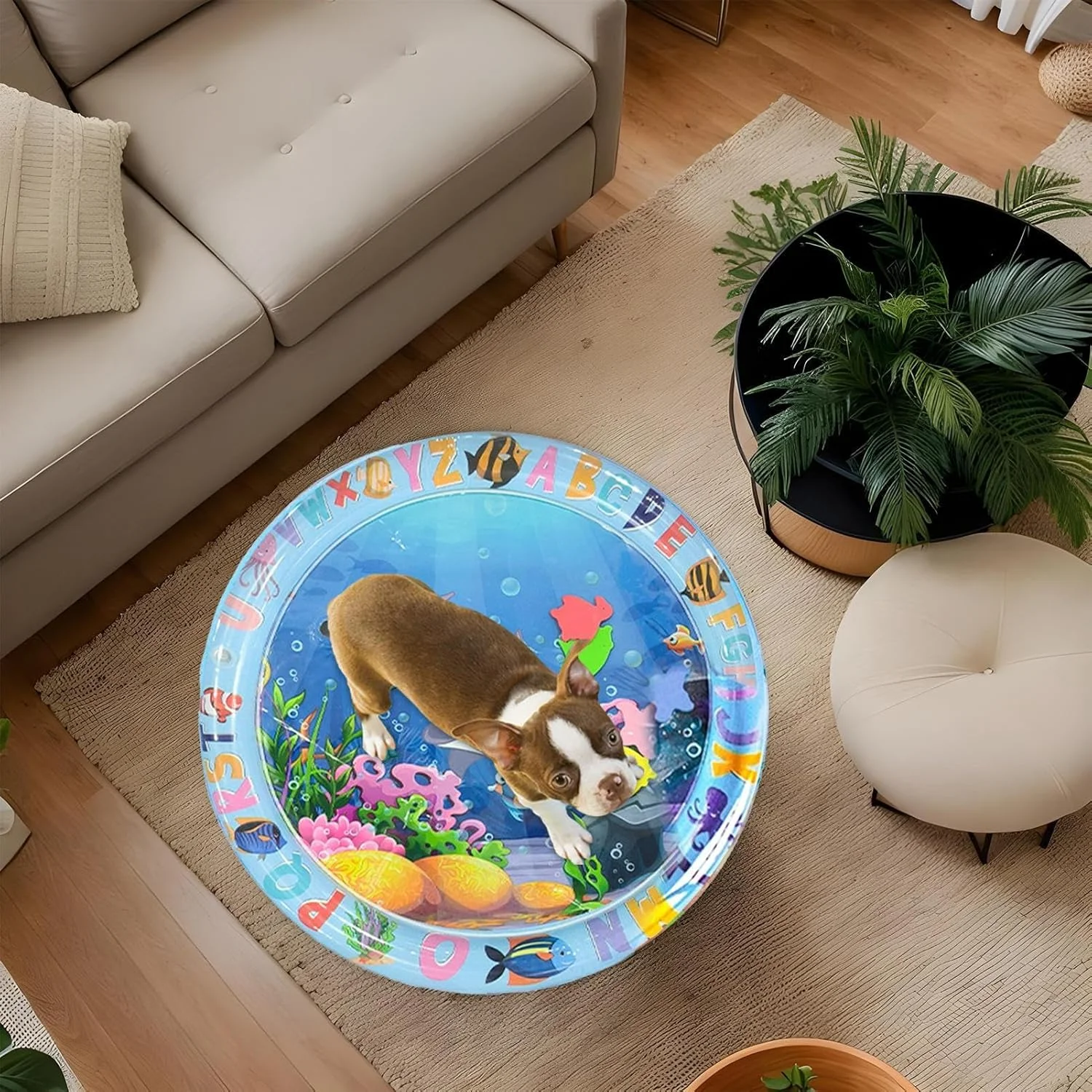 تخت آبی حیوانات خانگی - اسباب بازی تشکی گربه با طرح حیوانات - خنک کننده، ضخیم شده، پد بادی، بازی آبی برای غنی سازی سگ ها