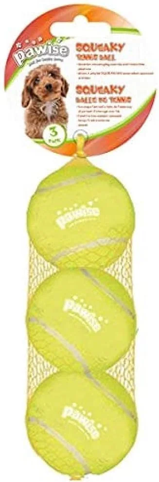 اسباب بازی سگ توپ تنیس صدادار Pawise، بسته 3 عددی