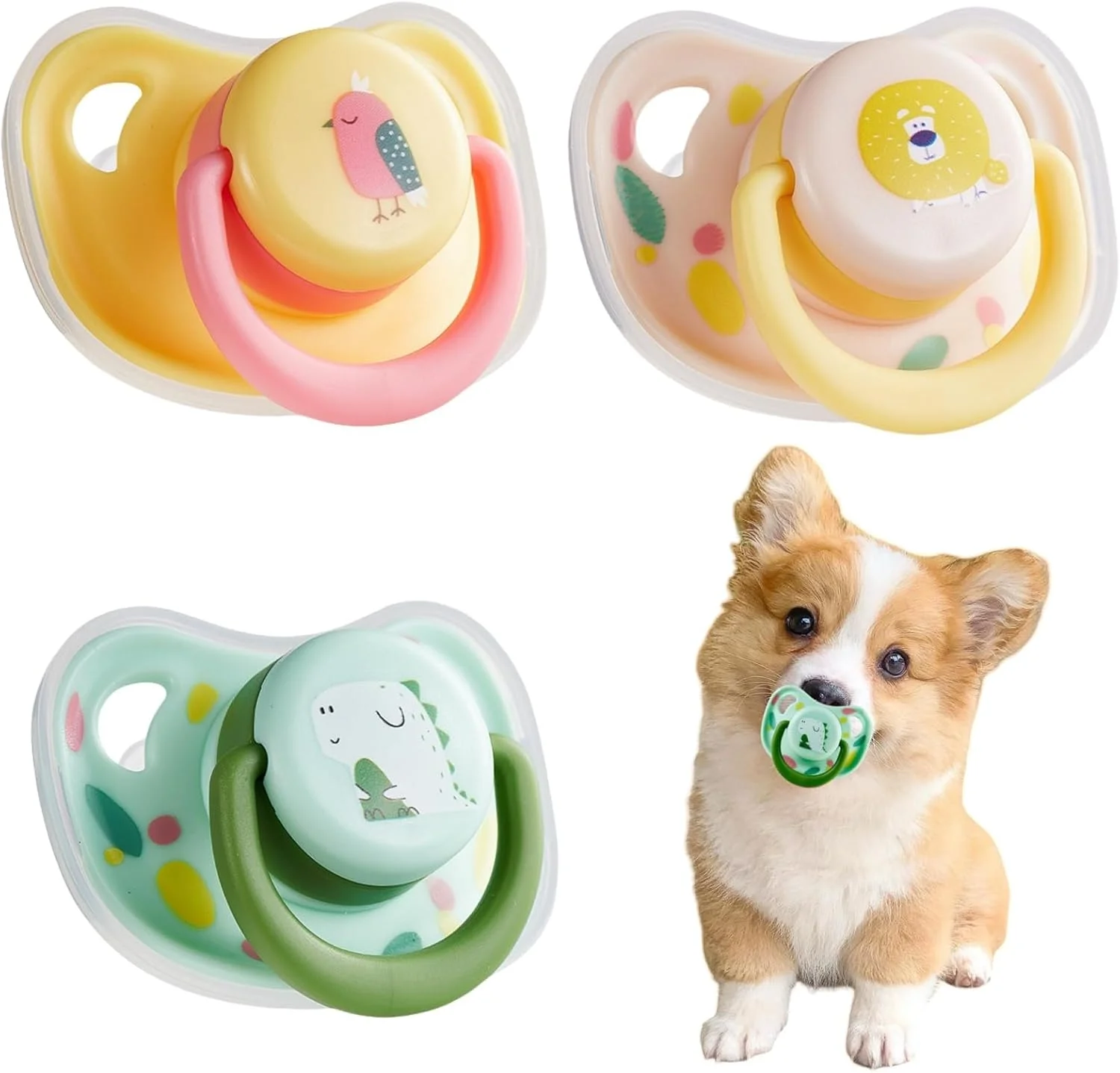 پستانک جویدنی سگ (بسته 3 عددی)، آرام کننده سیلیکونی توله سگ Azonee برای سگ های کوچک، پستانک جویدنی حیوانات خانگی برای تسکین دندان درآوردن و اضطراب