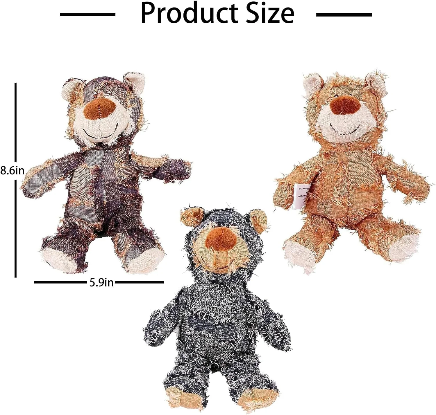 اسباب بازی سگ خرسی نشکن OSHIMA، اسباب بازی های سگ مخملی و بادوام، اسباب بازی تعاملی سگ خرسی، همراه سگ برای جویدن های سنگین، اسباب بازی های سگ جیر جیر کننده بادوام