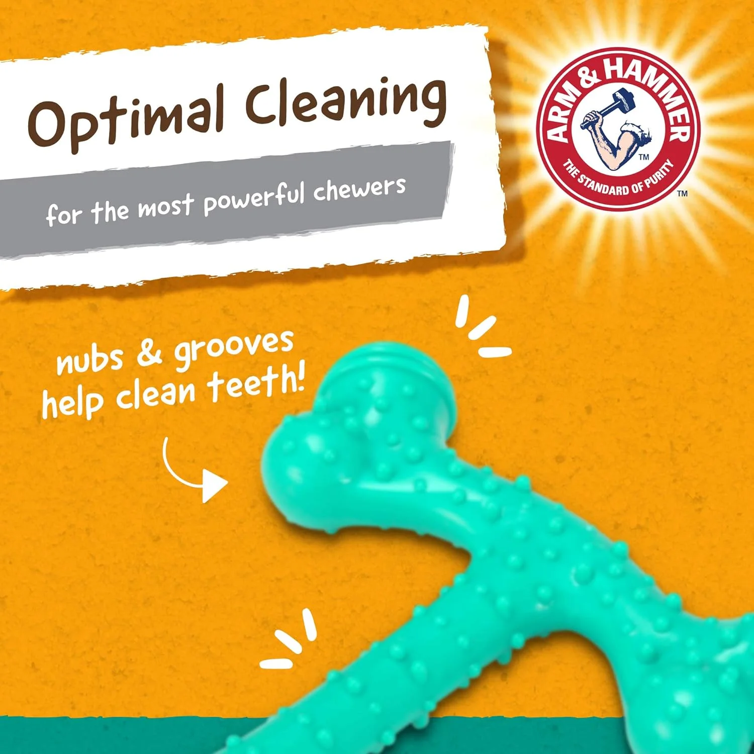 اسباب بازی جویدنی دندانی T-Bone آرم اند همر برای حیوانات خانگی، مخصوص سگ ها - (بسته 2 عددی) | بهترین اسباب بازی جویدنی سگ برای سرسخت ترین جویدن ها | کاهش تجمع پلاک و جرم بدون مسواک زدن، طعم کره بادام زمینی