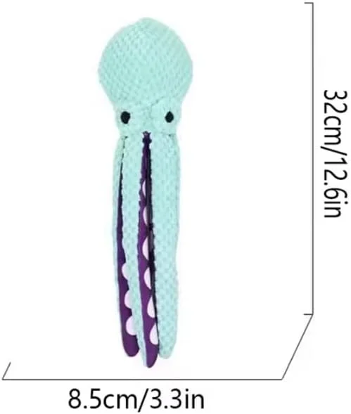 اسباب بازی سگ اختاپوس پولیشی، سبز نعنایی و بنفش، دارای صدای جیر جیر، اسباب بازی جویدنی نرم با بافت