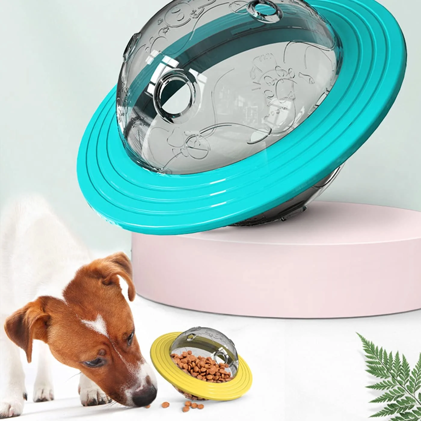 اسباب بازی تعاملی سگ OKBUYNOW، اسباب بازی چند منظوره فریزبی حیوانات خانگی، اسباب بازی فیدر بشقاب پرنده برای سگ های کوچک و متوسط، بازی، تعقیب، جویدن، بهبود هوش، مسواک دندان آسیاب، آبی، petfeeder02-BL