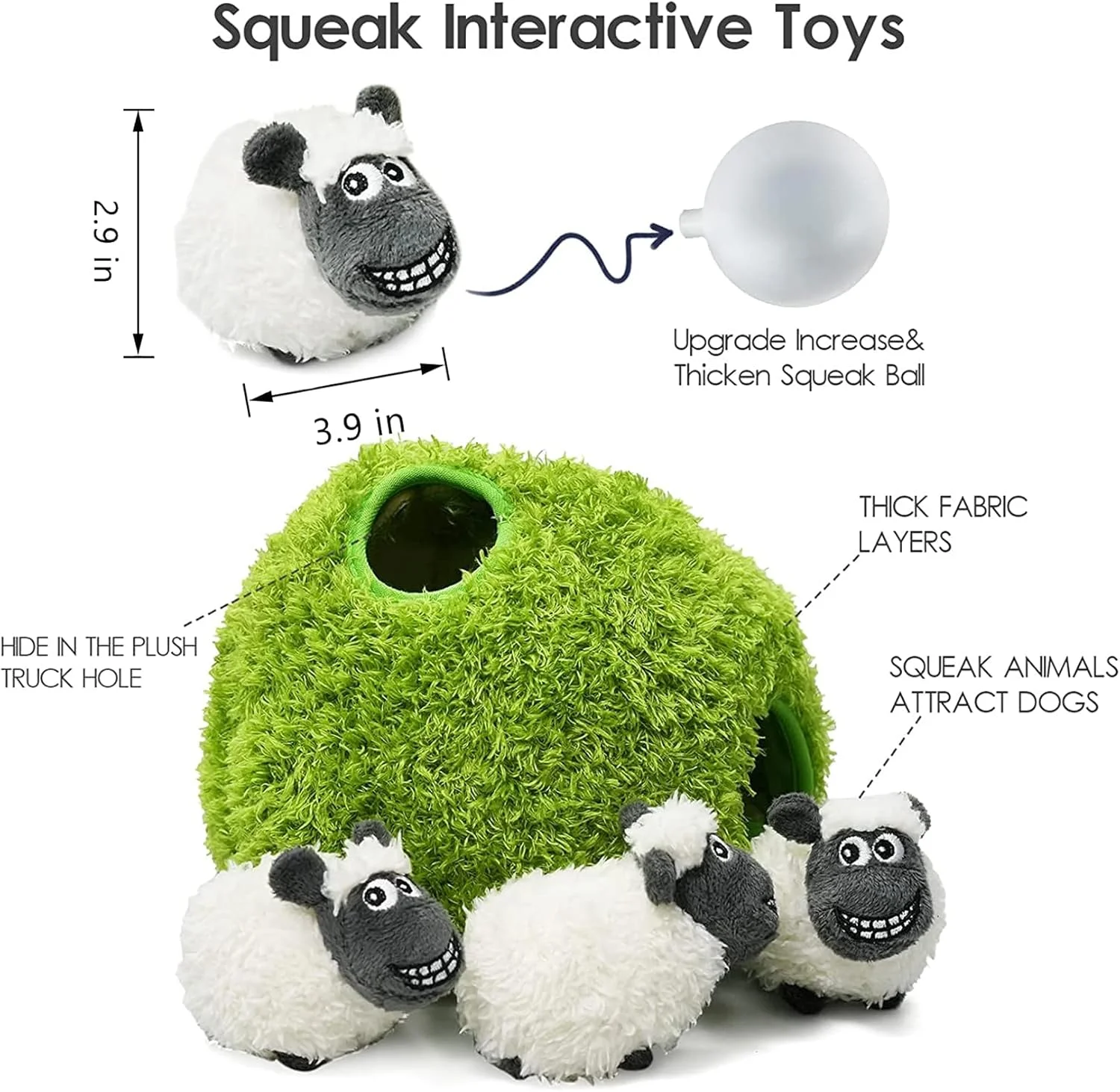 اسباب بازی پازلی سگ مدل قایم موشک okegztoa، اسباب بازی تعاملی پولیشی صدادار، اسباب بازی پر شده برای سگ ها، سایز کوچک (گوسفند، پاندا، حیوانات جنگلی) (گوسفند)