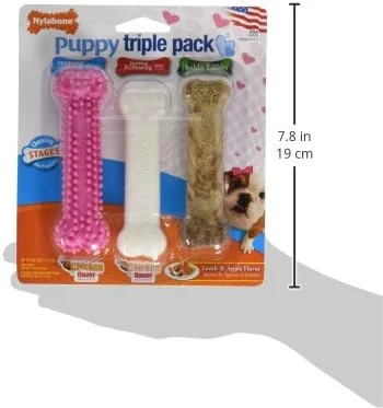 اسباب بازی جویدنی متنوع توله سگ نیلابون و بسته سه تایی تشویقی، سایز کوچک/متوسط - تا وزن 11 کیلوگرم، صورتی