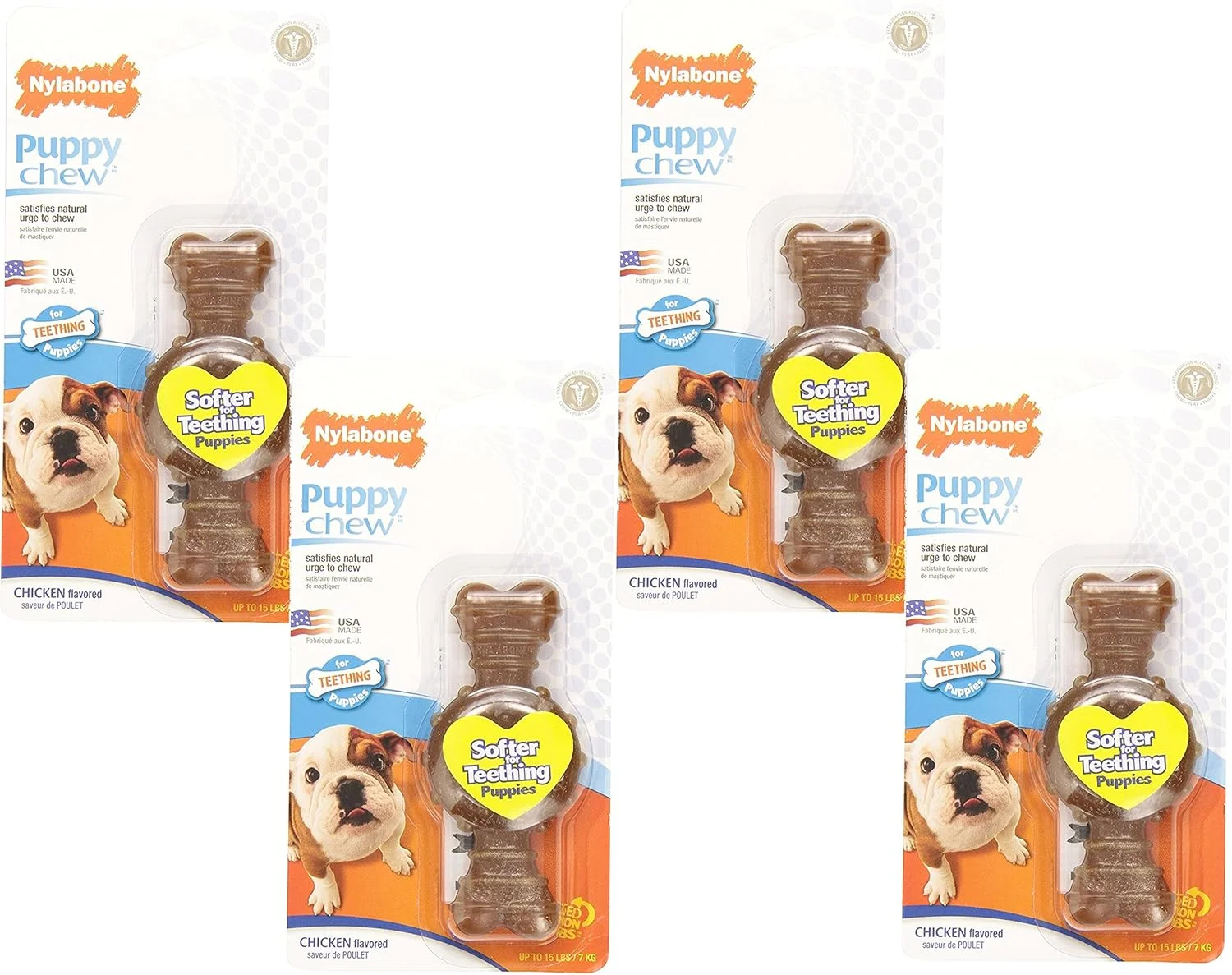 حلقه استخوان جویدنی طعم مرغ نیلابون مخصوص توله سگ ها، سایز کوچک (بسته 4 عددی)