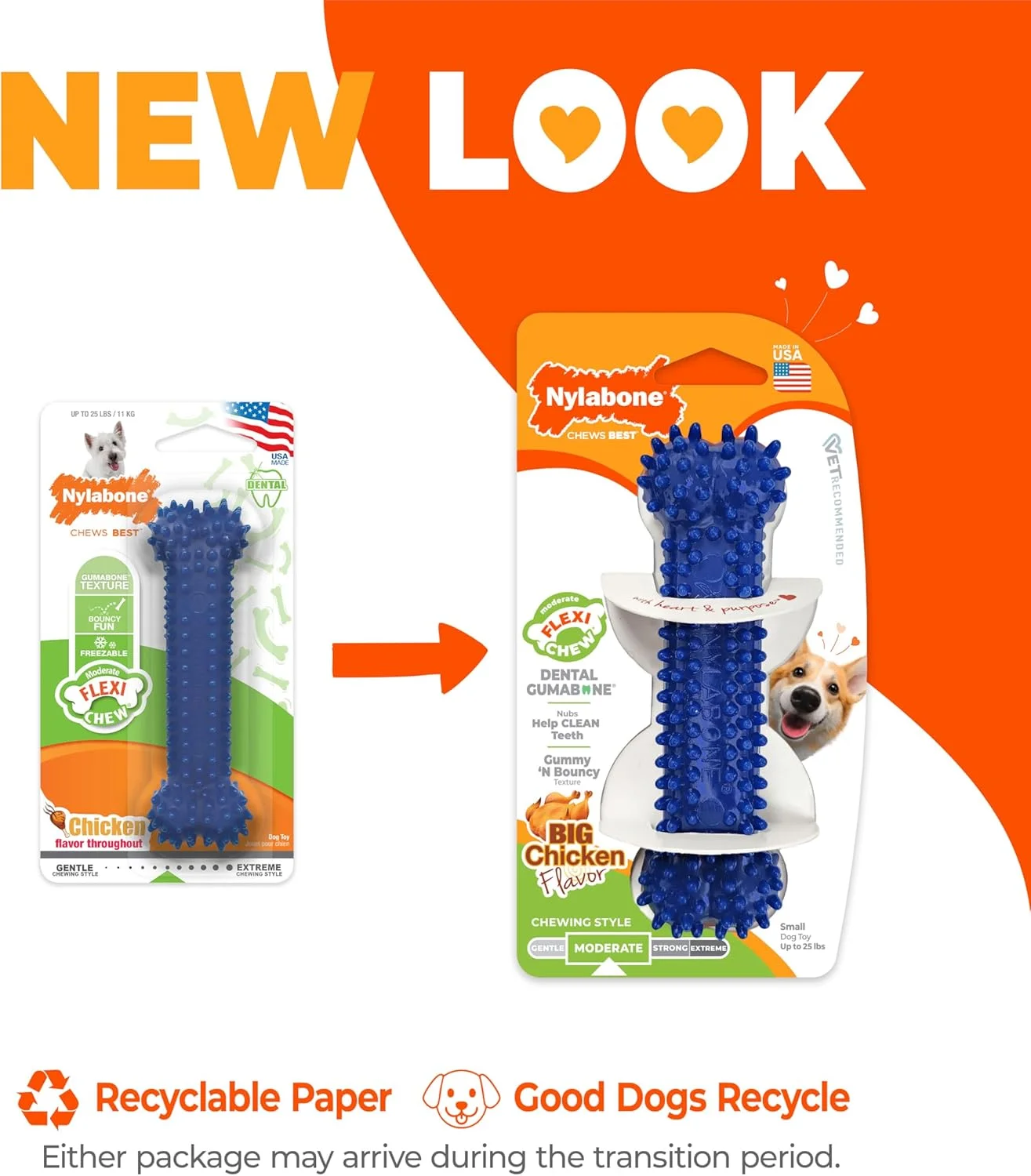 اسباب بازی جویدنی دندانی با بافت متوسط Nylabone Flexi Chew برای سگ ها، طعم مرغ، کوچک/معمولی (1 عدد)