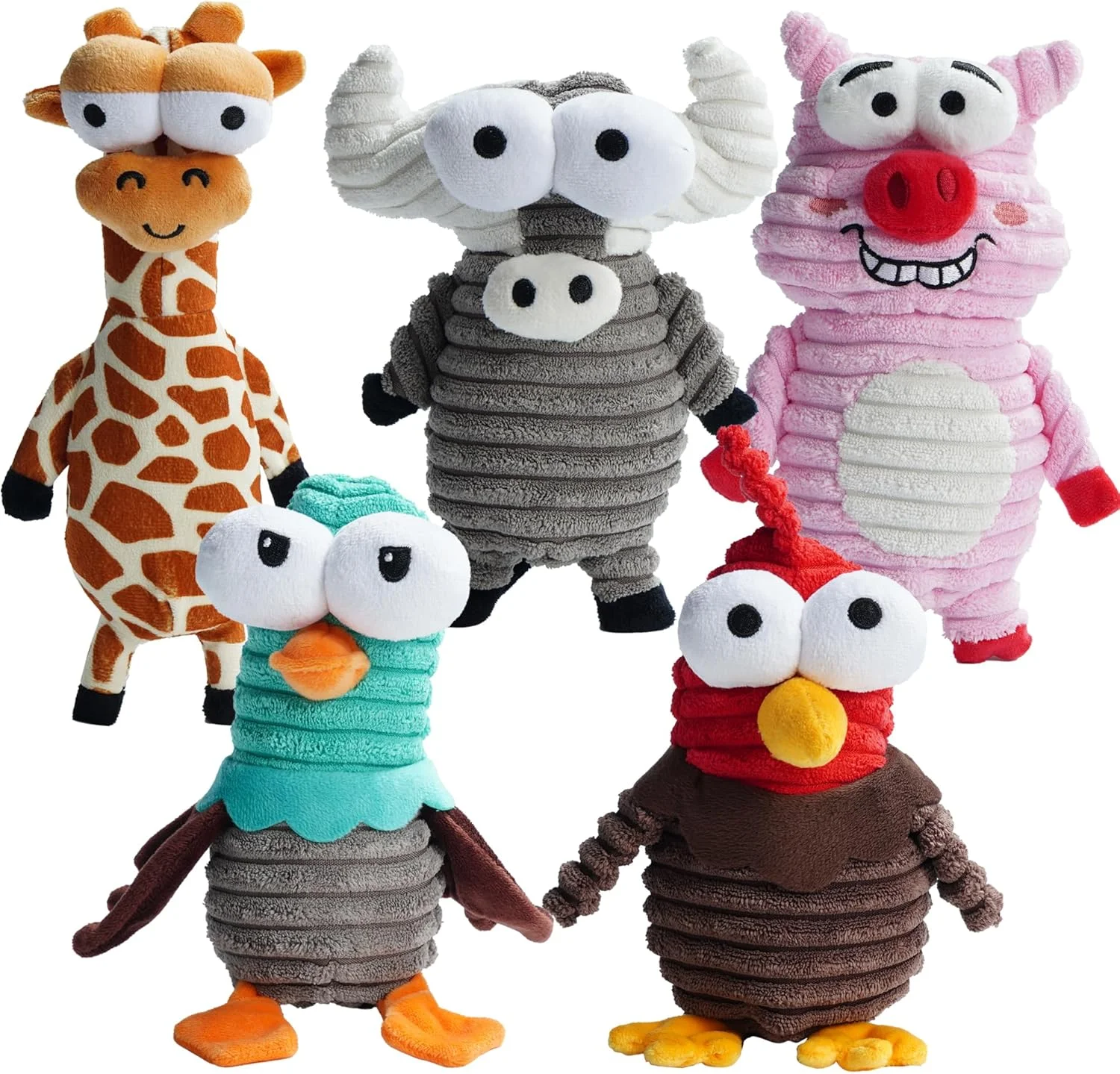 اسباب بازی سگ Nocciola، 5 عدد، با 5 صدای خنده دار و عجیب برای 5 حیوان مختلف، اسباب بازی بادوام و محرک برای سگ های کوچک تا بزرگ