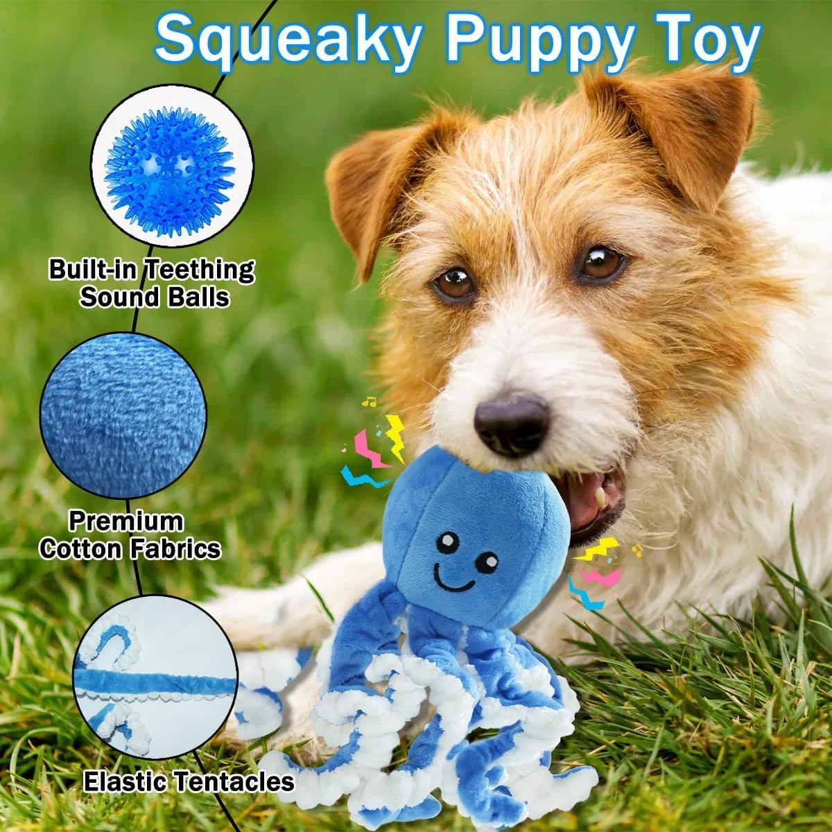 اسباب بازی سگ موآموس، بسته 2 عددی، اسباب بازی اختاپوس پولیشی سگ، اسباب بازی های جیر جیر کننده برای توله سگ های در حال دندان درآوردن، بازی تعاملی، اسباب بازی های پنبه ای جویدنی خنده دار، اسباب بازی های حیوانات پر شده، آموزش و کاهش بی حوصلگی