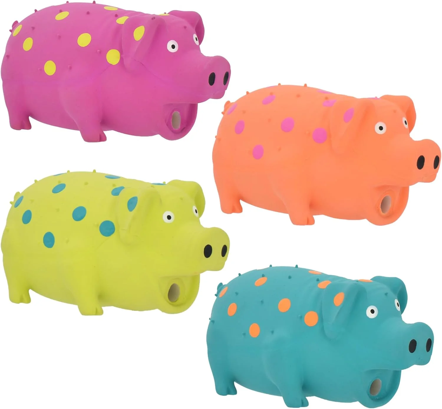 اسباب بازی سگ خوک پولکا نقطه ای لاتکس 9 اینچی گابلت Multipet، رنگ های متنوع