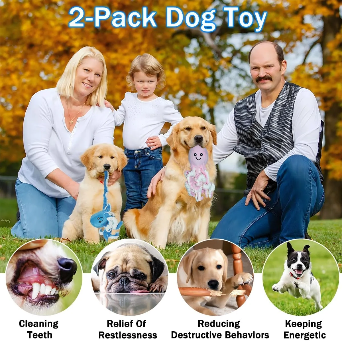 اسباب بازی سگ موآموس، بسته 2 عددی، اسباب بازی اختاپوس پولیشی سگ، اسباب بازی های جیر جیر کننده برای توله سگ های در حال دندان درآوردن، بازی تعاملی، اسباب بازی های پنبه ای جویدنی خنده دار، اسباب بازی های حیوانات پر شده، آموزش و کاهش بی حوصلگی