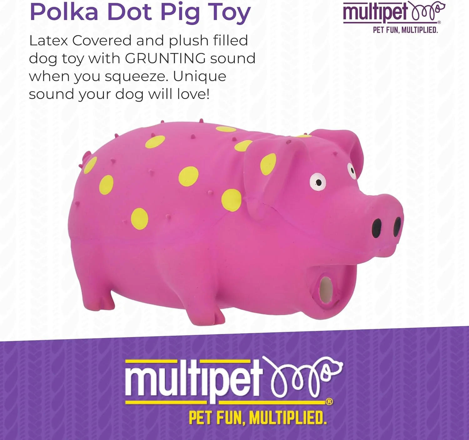 اسباب بازی سگ خوک پولکا نقطه ای لاتکس 9 اینچی گابلت Multipet، رنگ های متنوع