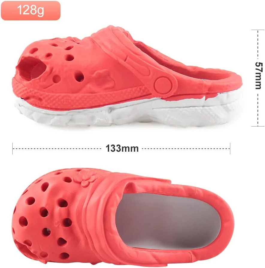 اسباب بازی جویدنی سگ MONDOTOY، اسباب بازی دمپایی لاستیکی بادوام برای توله سگ، اسباب بازی های سخت سگ برای آموزش حیوانات خانگی و تمیز کردن دندان ها، اسباب بازی های تعاملی توله سگ برای جویدن تهاجمی نژاد کوچک متوسط (قرمز)