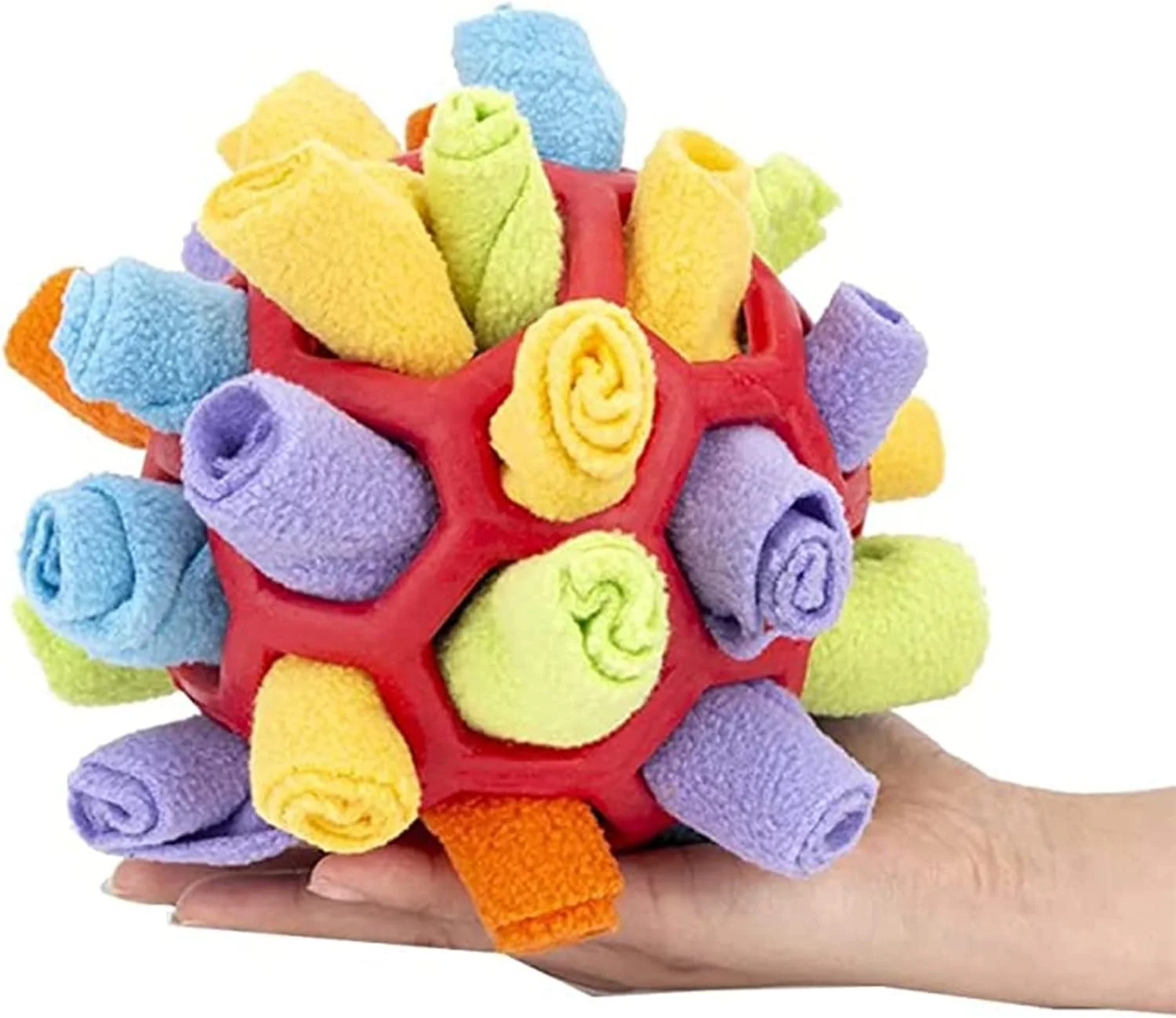 توپ اسنوفل حیوانات خانگی قابل حمل MOLIMI، اسباب بازی پازلی تعاملی سگ برای تشویق مهارت های جستجوی طبیعی، آموزش تغذیه آهسته، اسباب بازی های جویدنی سگ (کره قرمز)