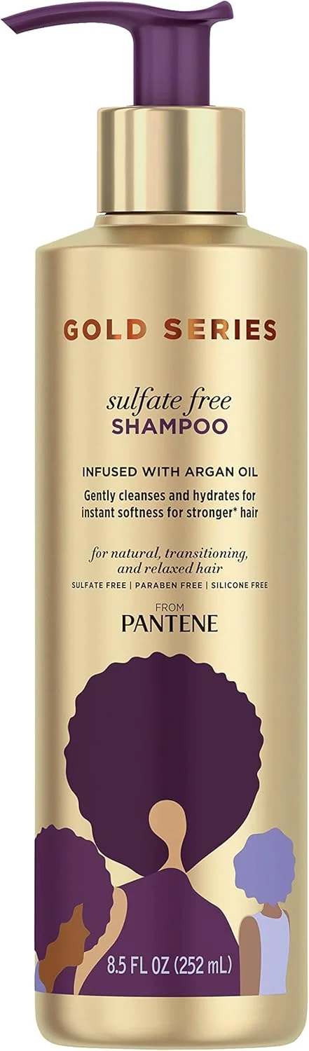 شامپو روغن آرگان پنتن، بدون سولفات، سری Pro-V Gold، برای موهای طبیعی و با بافت مجعد، 250 میلی لیتر شامپو روغن آرگان پنتن، بدون سولفات، سری Pro-V Gold، برای موهای طبیعی و با بافت مجعد، 250 میلی لیتر