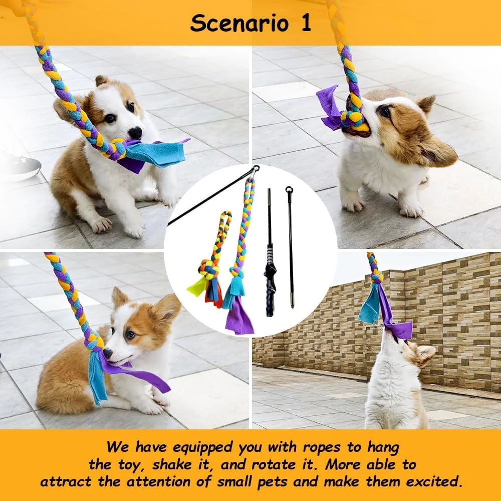 MGCUTIMAL MGCYOHOLE فلیپ پل برای سگ ها، اسباب بازی های تعاملی سگ برای سگ های بزرگ، متوسط و کوچک، بازی تعقیب و کشمکش، چوب بازی سگ با اسباب بازی جویدنی طعمه برای ورزش و آموزش در فضای باز. (طناب های 2 رنگی)