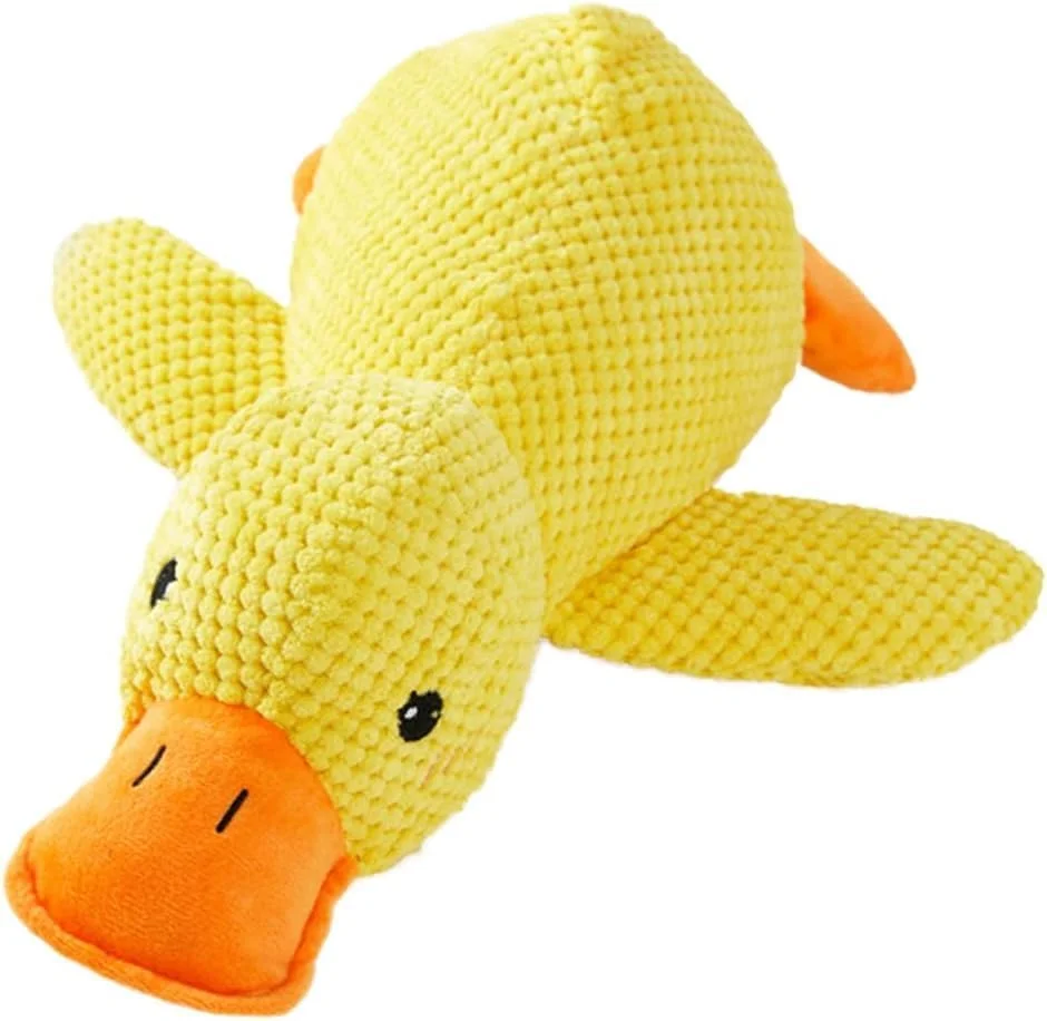 اردک آرامش بخش سگ ملایم، اسباب بازی جویدنی صدادار با صدای اردک برای توله سگ ها و سگ های بالغ، اسباب بازی نرم و مخملی برای کاهش استرس (بزرگ، زرد)