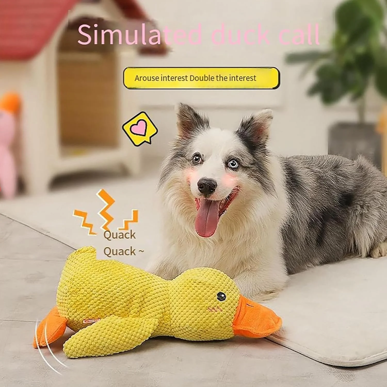 اردک آرامش بخش سگ ملایم، اسباب بازی جویدنی صدادار با صدای اردک برای توله سگ ها و سگ های بالغ، اسباب بازی نرم و مخملی برای کاهش استرس (بزرگ، زرد)