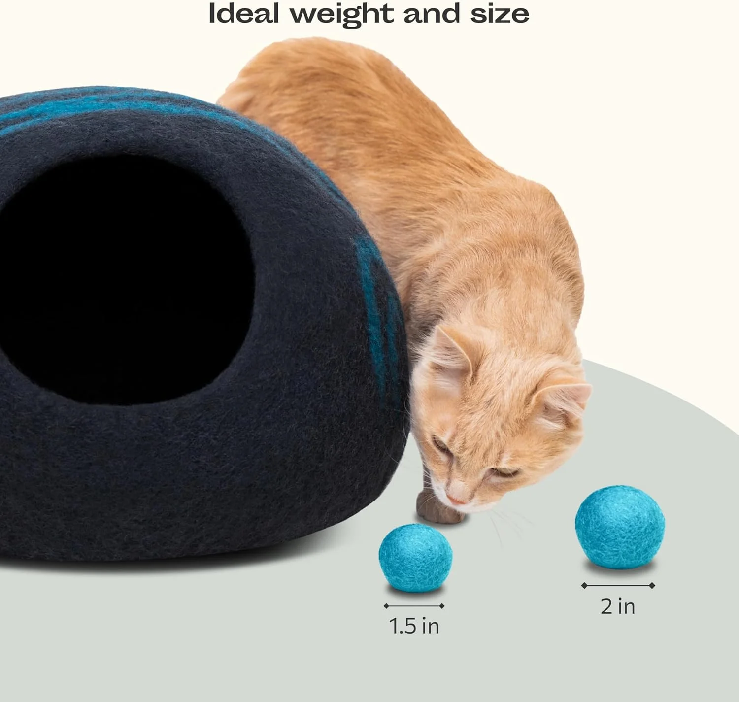 توپ های پشمی بازی MEOWFIA - بسته 6 عددی توپ های ایمن برای گربه ها و سگ های کوچک - اسباب بازی گربه و سگ پشمی نمدی 1.5 اینچی - ایده آل برای غار گربه - بی صدا - توپ های تنیس مینی - (2 اینچ / آبی دریایی)
