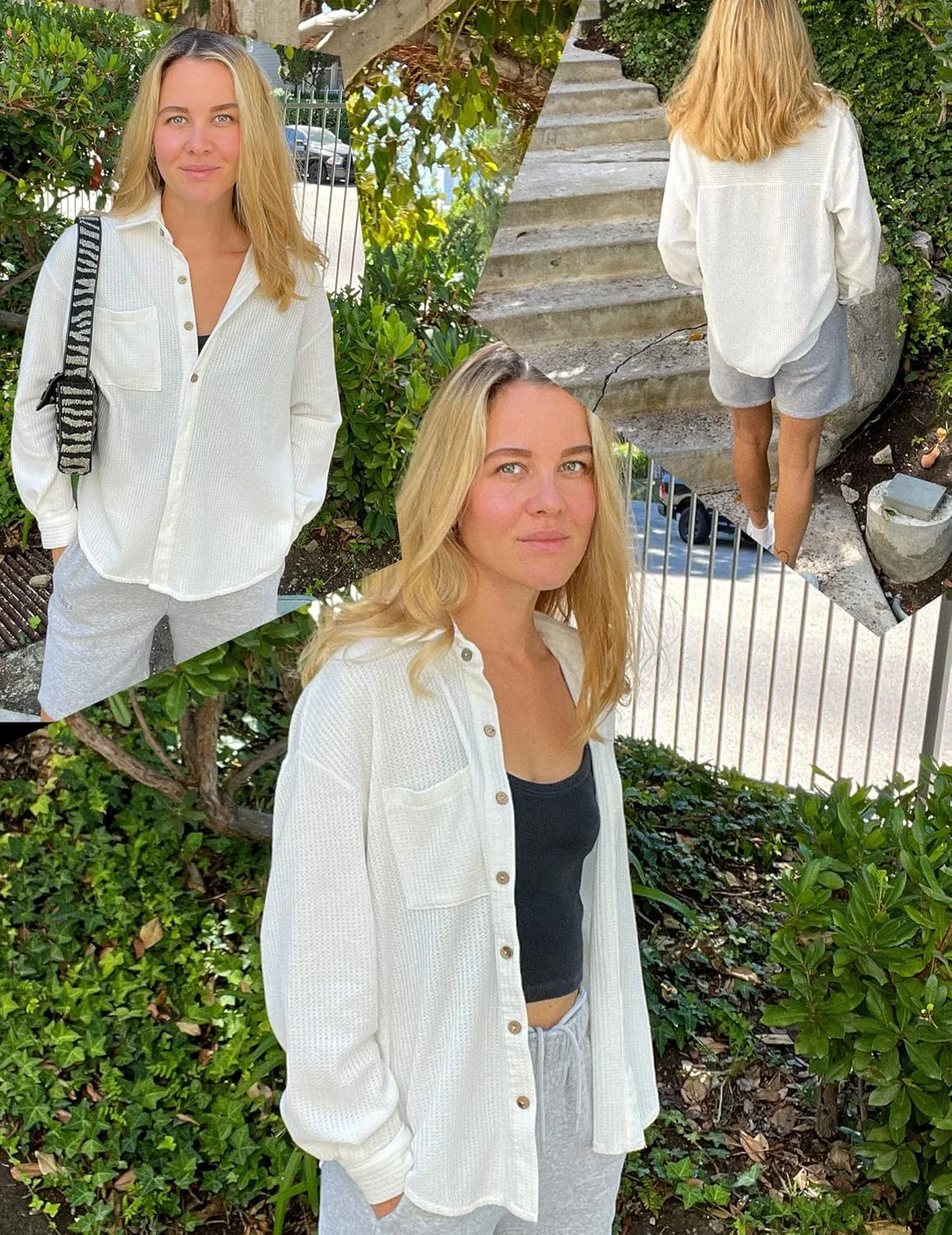 پیراهن های دکمه دار وافلی هاتوچ زنانه، شکت های غیر رسمی شیک برای کار، یقه هفت، آستین بلند، تاپ های سبک وزن با جیب