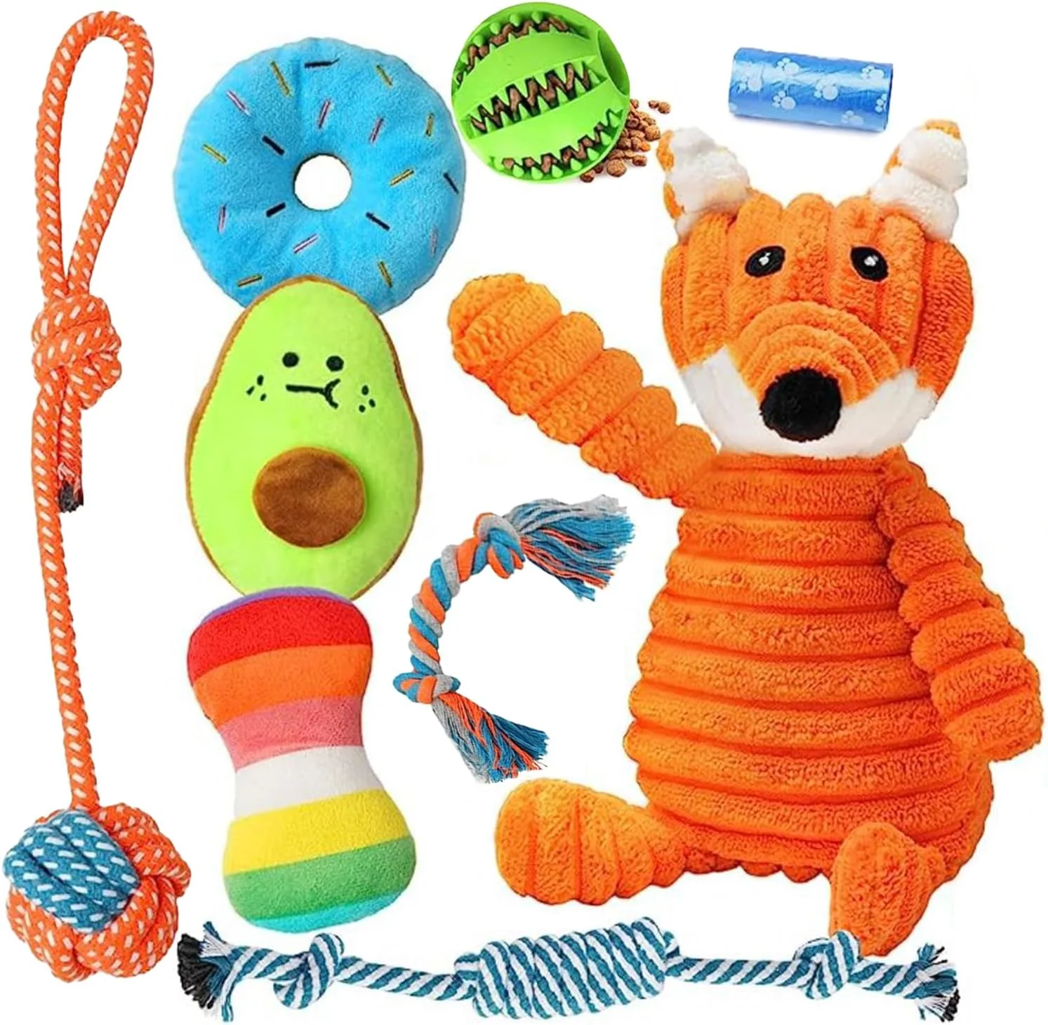 Masroo 9 Pack Luxury Puppy Toys for Teething Small Dogs, Puppy Chew Toys with Cute Squeaky Dog Toys, Ball and More Rope Dog Chew Toys