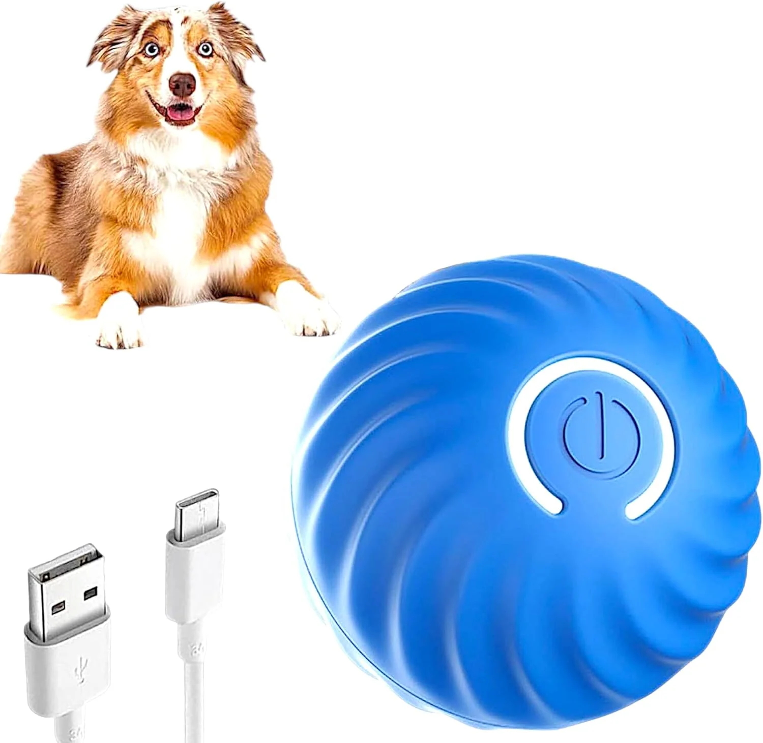 اسباب بازی توپ سگ تعاملی LUXELINE، توپ هوشمند خودکار با 2 حالت عمر باتری طولانی، توپ گربه بازیگوش هوشمند الکتریکی جدید، توپ های اسباب بازی گربه شارژی برای گربه های خانگی، سگ ها، حیوانات خانگی، آبی