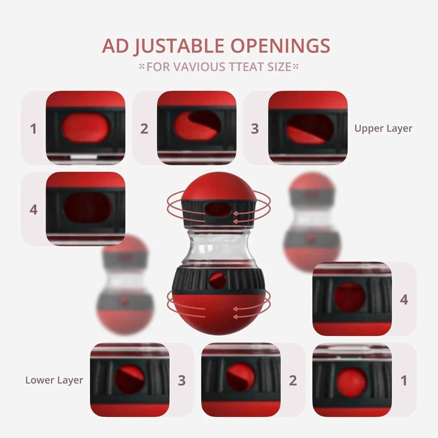 اسباب بازی تعاملی سگ LYAROMIS، پازل، پخش کننده تشویقی، قرمز
