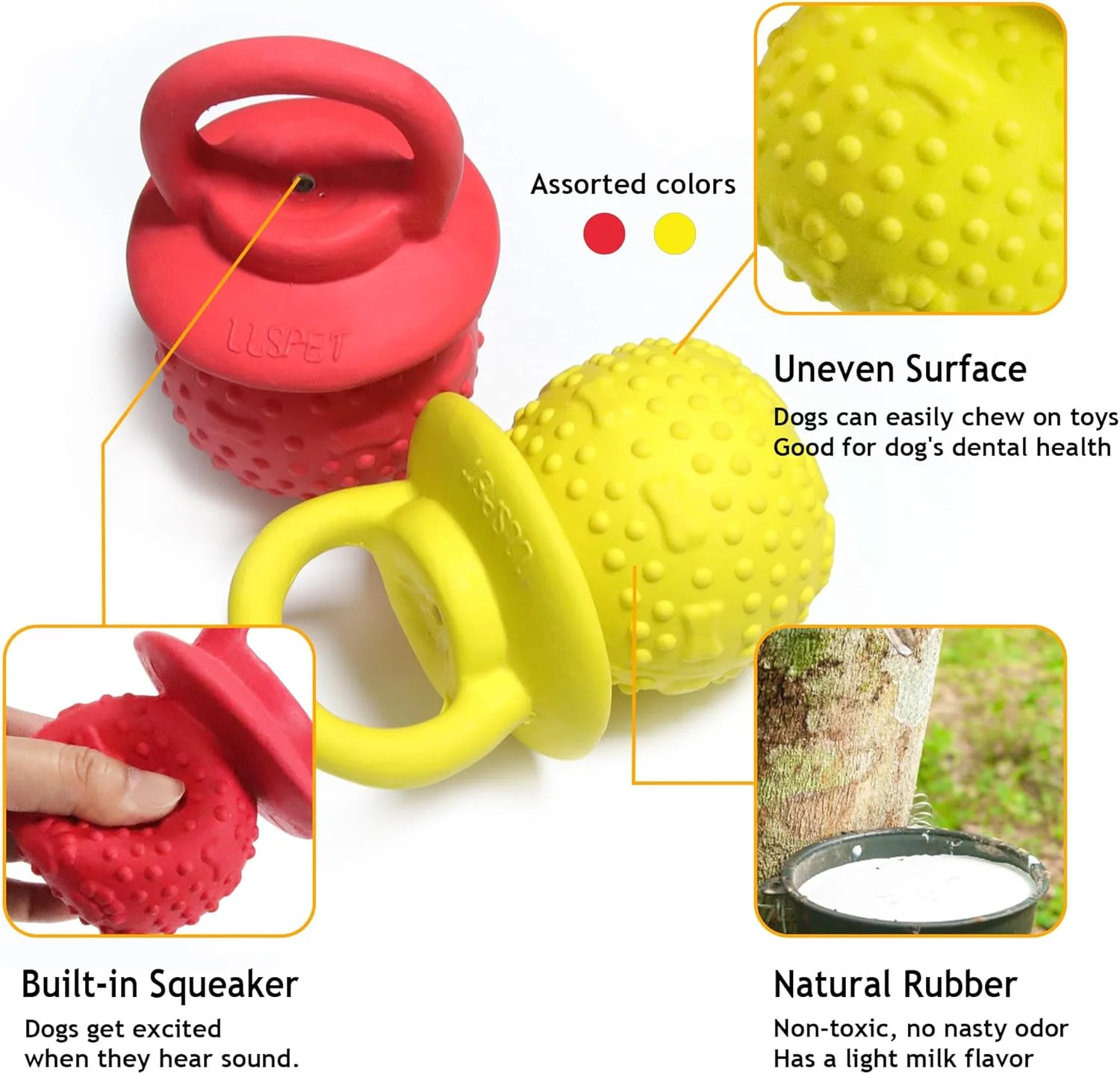 اسباب بازی سگ لاتکس LLSPET، اسباب بازی پستانک صدادار برای سگ های در حال دندان درآوردن، مناسب برای جویدن ملایم سگ های کوچک، متوسط و بزرگ، لوازم سگ های خانگی، هدیه توله سگ تازه متولد شده