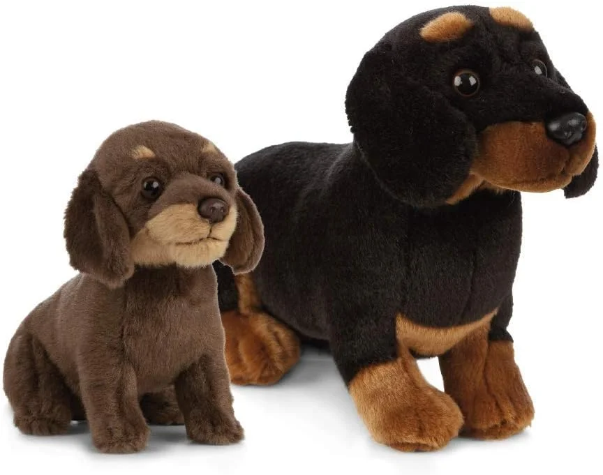 مجموعه هدیه اسباب بازی نرمال Living Nature - سگ داشوند پولیشی، سگ سوسیسی (20 سانتی متر) و توله سگ (16 سانتی متر)