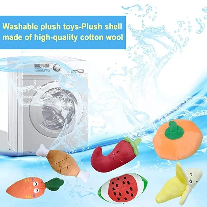 اسباب بازی سگ LIENJAER، اسباب بازی توله سگ، اسباب بازی جویدنی سگ زیبا برای سگ های متوسط و کوچک، اسباب بازی های حیوانات خانگی نرم و مخمل دار با صدای جیر جیر (بسته 7 عددی)