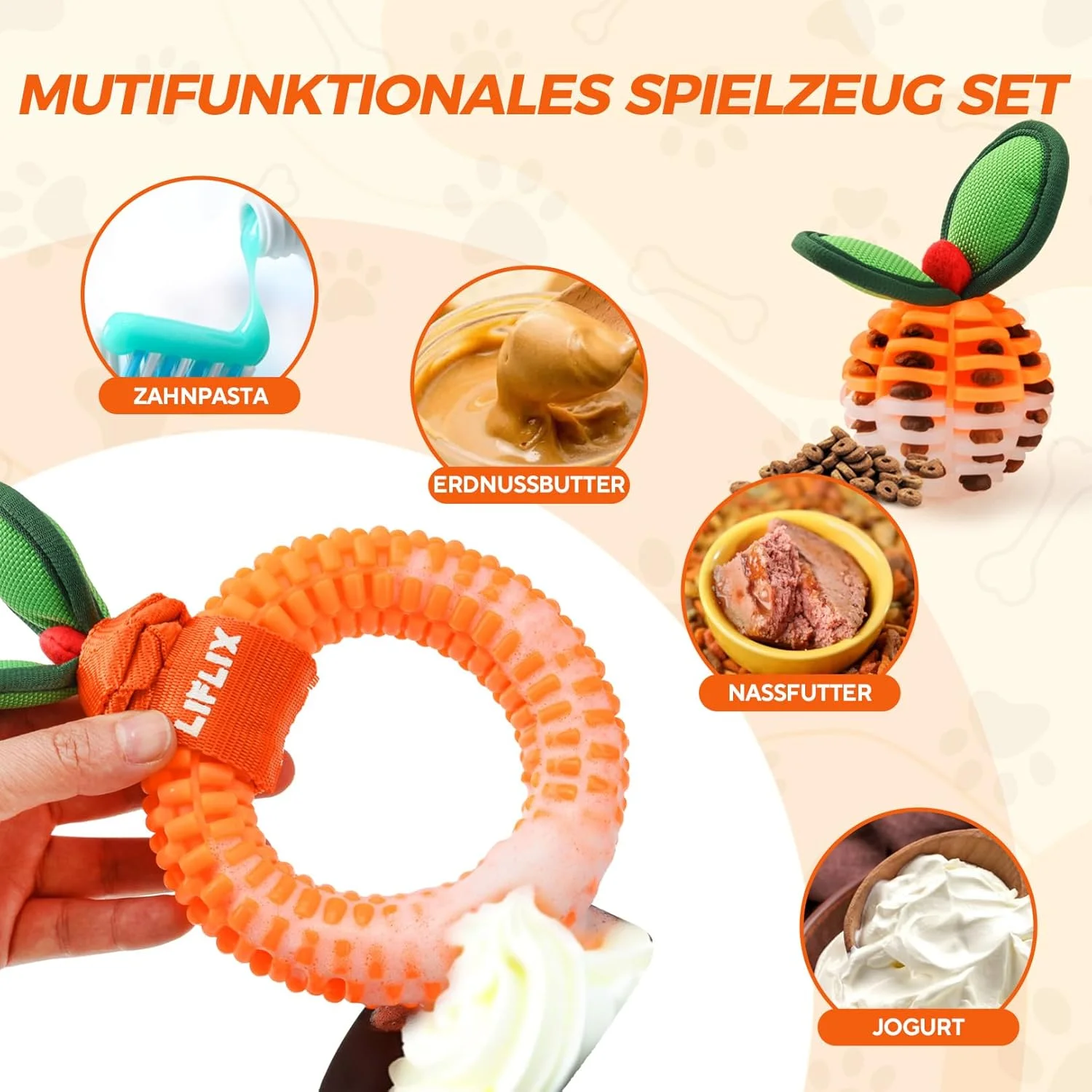 مجموعه 2 عددی اسباب بازی مراقبت از دندان LIFLIX برای توله سگ ها، اسباب بازی گاز گرفتن و مسواک بادوام TPU برای سگ های کوچک و متوسط، اسباب بازی جویدنی دندان برای توله سگ های در حال دندان درآوردن