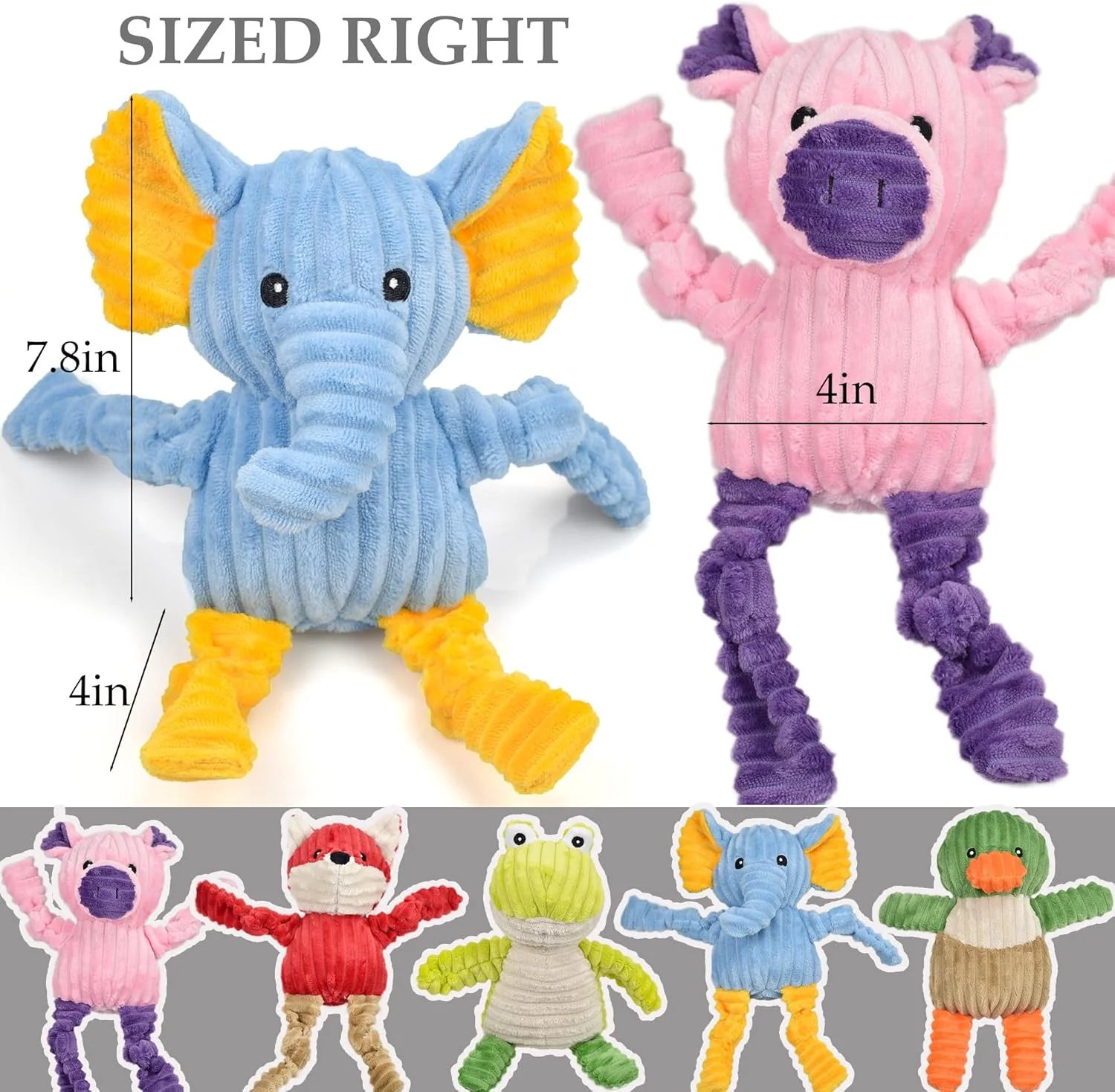 مجموعه 5 عددی اسباب بازی سگ LECHONG، اسباب بازی های سگ پر شده و صدادار، مجموعه اسباب بازی های حیوانات عروسکی، بسته ارزشمند اسباب بازی سگ توله سگ برای سگ های کوچک، متوسط و بزرگ