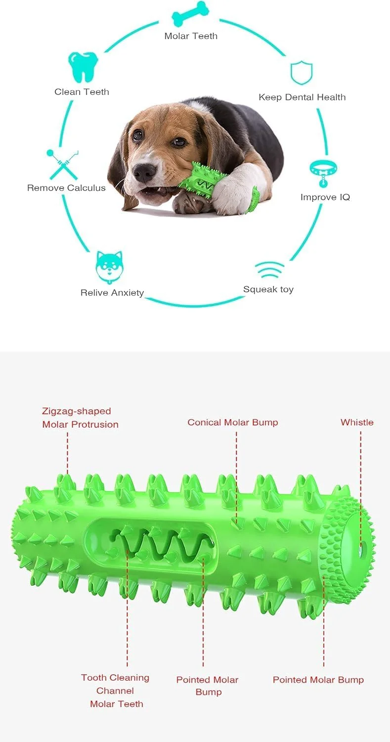 اسباب بازی جویدنی سگ LBOYLOVE®، اسباب بازی تعاملی ساخته شده از لاستیک طبیعی TPR، تمیز کننده دندان برای نژادهای کوچک، متوسط و بزرگ، مقاوم در برابر گاز گرفتن، اسباب بازی دندان درآوردن سگ برای مراقبت از دهان حیوانات خانگی، نشکن (سبز)