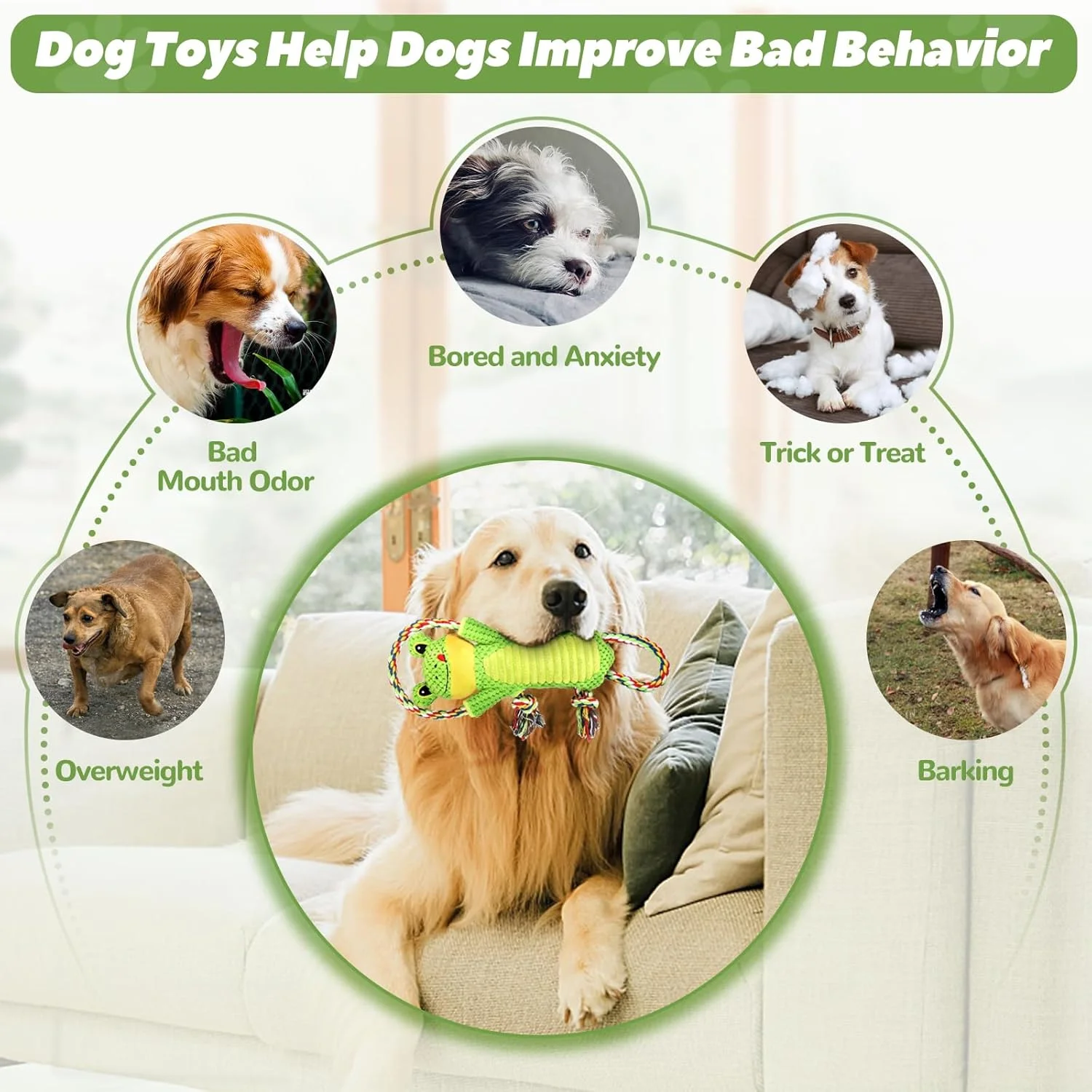 اسباب بازی سگ Letsmeet، اسباب بازی سگ مخملی با کاغذ چروک و طناب - اسباب بازی های تعاملی سگ برای سگ های کوچک، متوسط و بزرگ