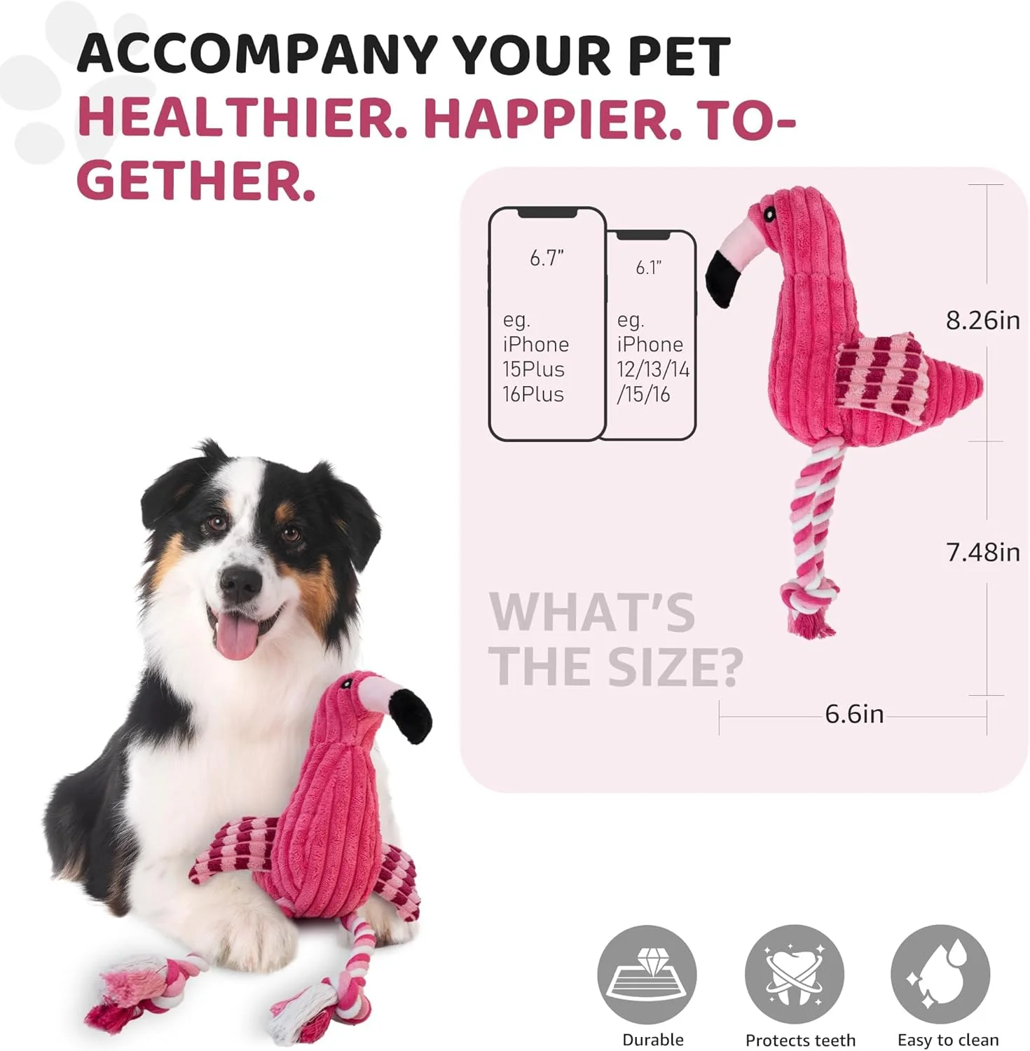 اسباب بازی سگ صدادار LBOYLOVE® - اسباب بازی سگ پولیشی با پارچه نرم و بادوام برای نژادهای کوچک، متوسط و بزرگ، اسباب بازی های جویدنی طناب کشی تعاملی، تمیز کردن دندان ها، مراقبت از دندان و سرگرم نگه داشتن سگ ها