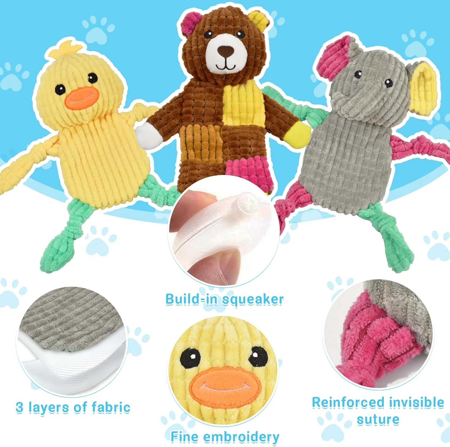 اسباب بازی سگ LECHONG، بسته 5 عددی، اسباب بازی های بزرگ سگ نشکن، اسباب بازی های چروک برای سگ های بزرگ، متوسط ​​و کوچک، اسباب بازی های توله سگ برای سرگرم نگه داشتن آنها، بسته اسباب بازی سگ با ارزش عالی