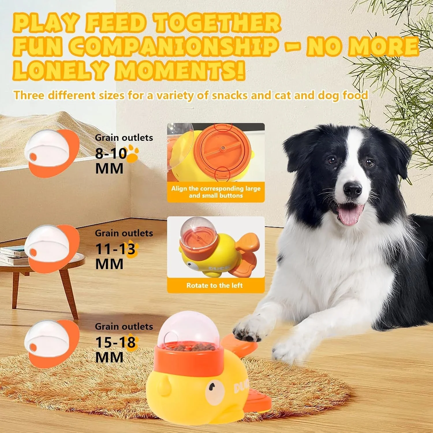 اسباب بازی پخش کننده تشویقی سگ LBOYLOVE®، طرح اردک، اسباب بازی پازلی مقاوم و آهسته خوراکی، ارتقاء آموزش هوش، سرگرمی، کاهش نفخ، ضد بلعیدن برای سگ های کوچک، متوسط و بزرگ (زرد)