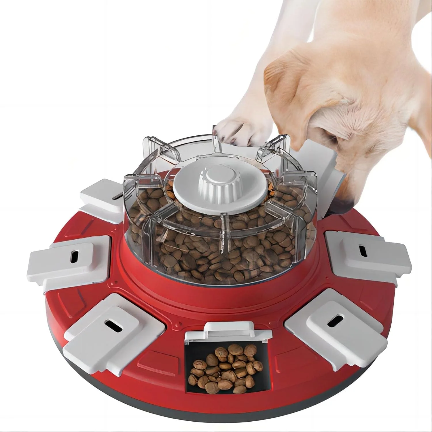 اسباب بازی پازلی تشویقی سگ کوبتیس سطح 3، ظرف غذای آهسته خور با درهای چرخشی، اسباب بازی تعاملی برای تحریک ذهنی، قرمز