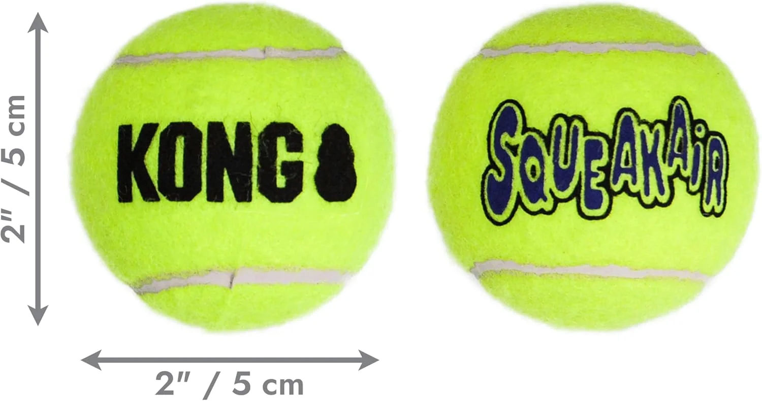توپ های صدادار KONG Squeakair - توپ های تنیس صدادار اسباب بازی سگ ممتاز برای سگ های کوچک - ملایم برای دندان ها (3 بسته 3 تایی 9 عدد)