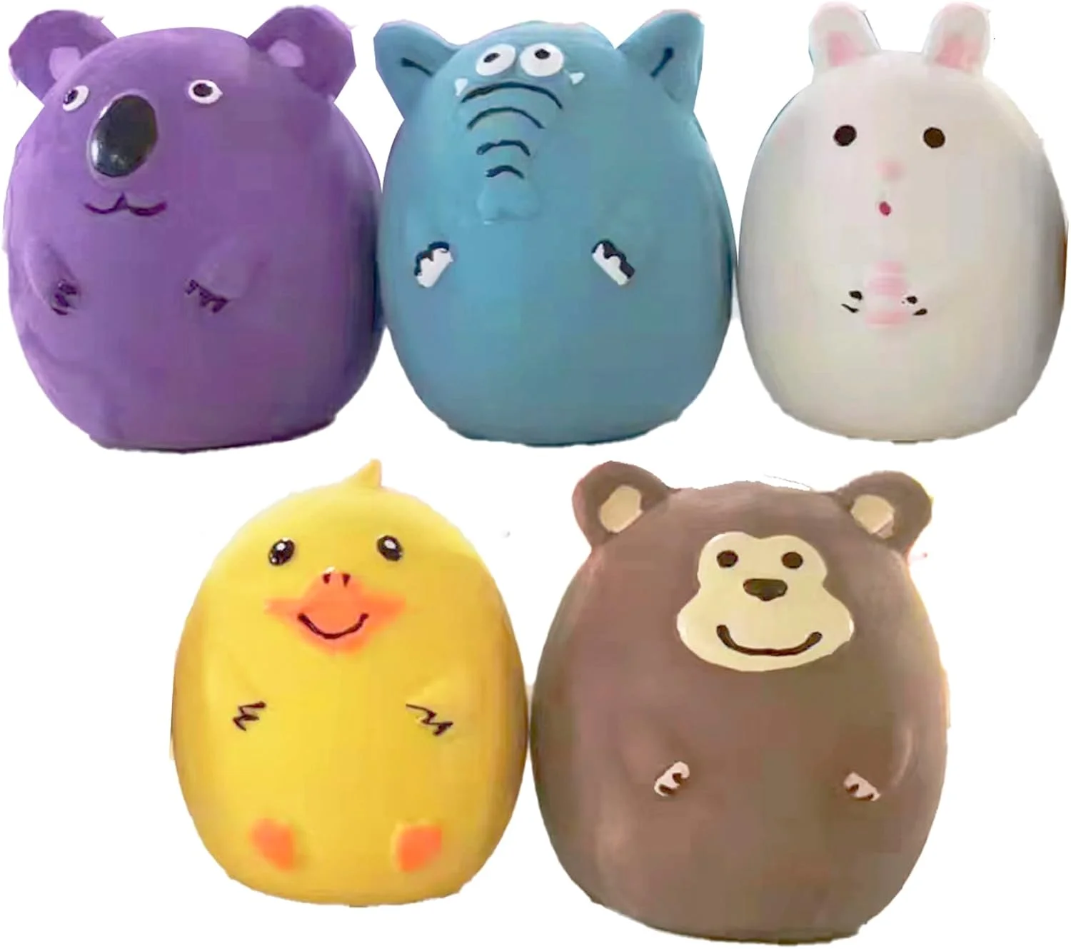 اسباب بازی سوت دار سگ لاتکسی کوچک 2.4 اینچی ژالوزی، اسباب بازی جویدنی توله سگ لاستیکی نرم، اسباب بازی سوت دار توپ بازی حیوانی برای توله سگ حیوانات خانگی کوچک و متوسط ​​(بسته 5 عددی حیوانات - کوچک)