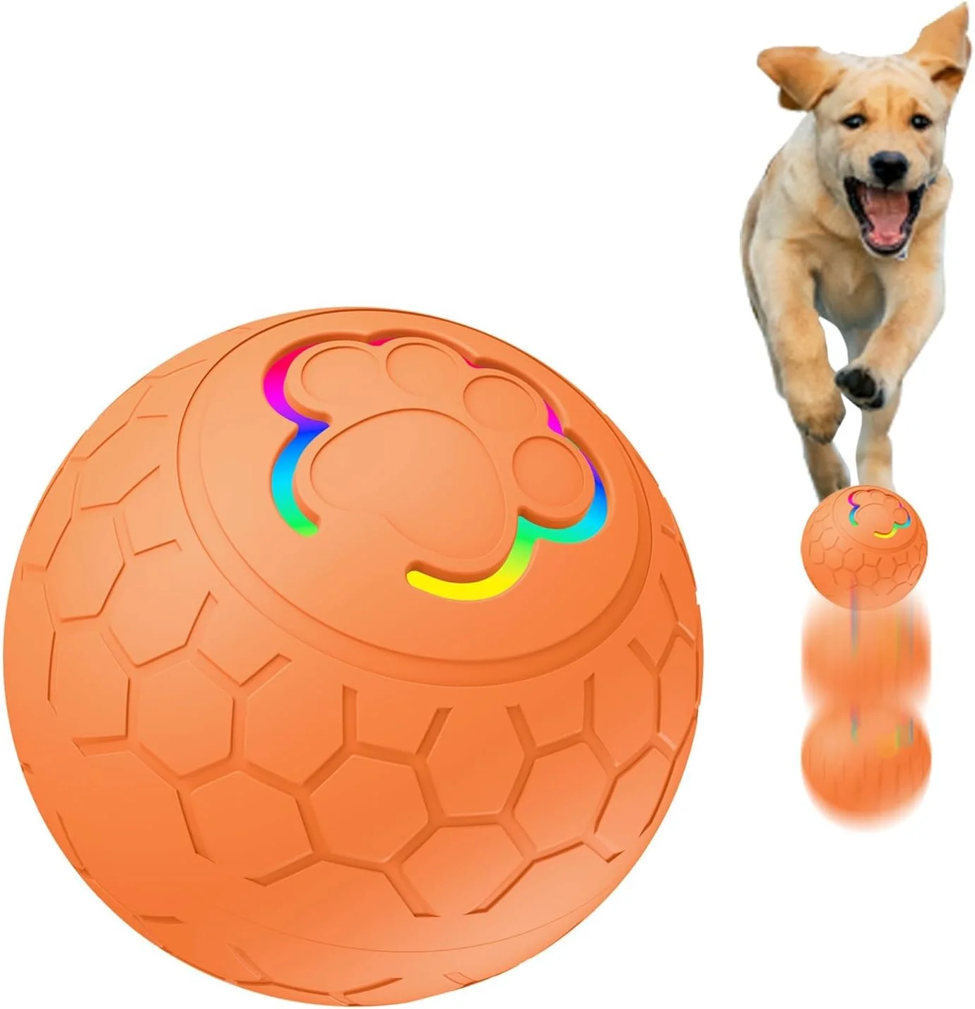 توپ بازی تعاملی سگ، اسباب بازی تعاملی مقاوم 5.5 سانتی متری برای توله سگ، سگ های کوچک و متوسط، توپ غلتکی فعال برای سگ ها، قابل شارژ با USB، اسباب بازی های جویدنی هوشمند تنیس برای حیوانات خانگی، حیوانات خانگی را سرگرم و سالم نگه می دارد