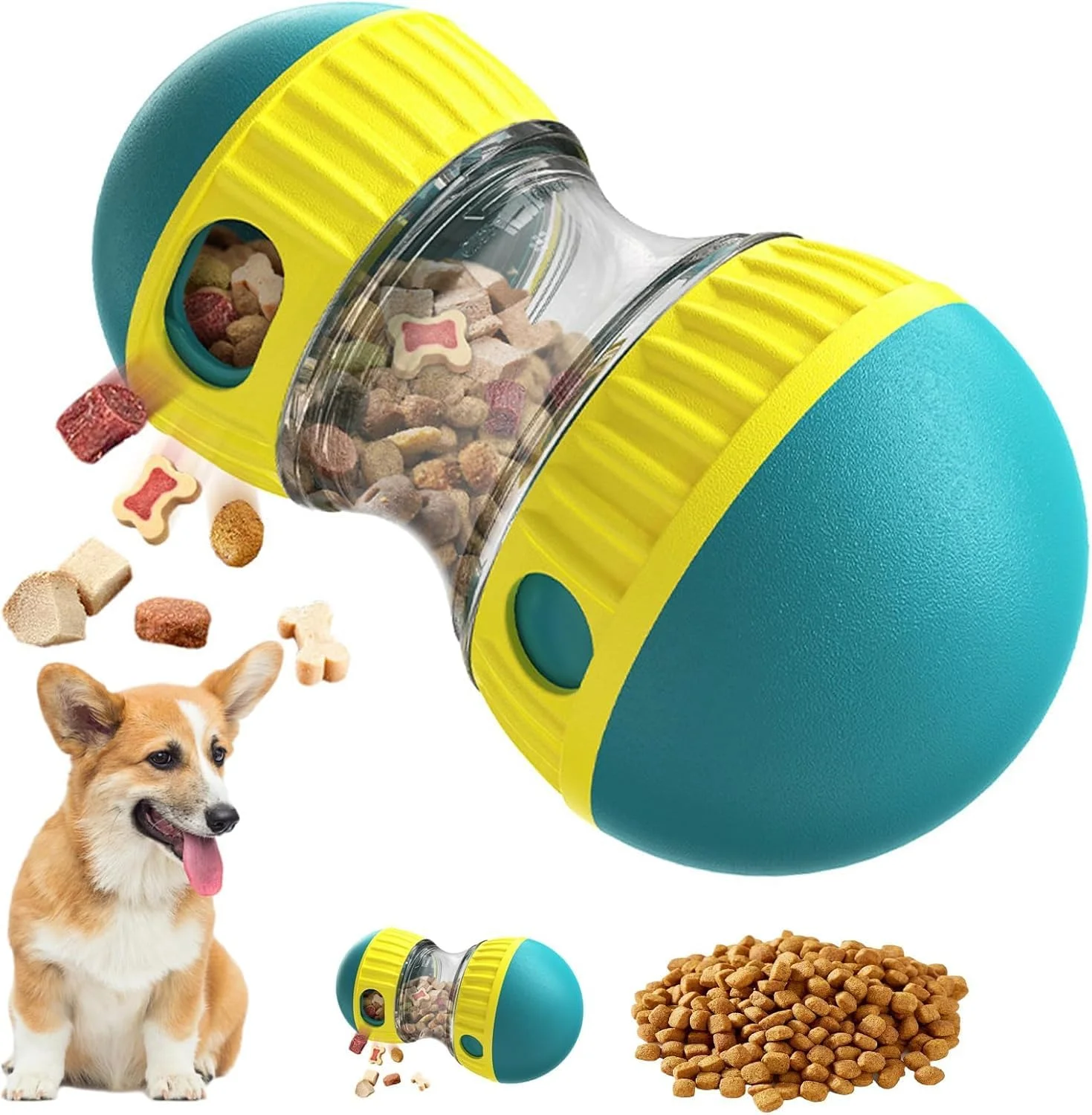 اسباب بازی تعاملی پخش کننده تشویقی سگ و پازل، توپ چرخشی تعاملی اسباب بازی تشویقی سگ برای سگ های بزرگ، اسباب بازی حیوانات خانگی