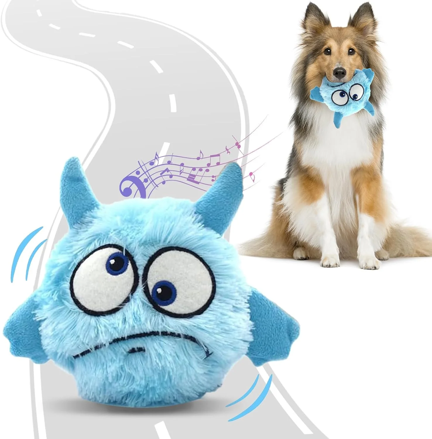 اسباب بازی های تعاملی سگ برای جویدن تهاجمی - توپ هیولایی پولیشی صدادار، اسباب بازی جهشی و چرخشی فعال با حرکت، اسباب بازی هوشمند شارژی برای توله سگ، سگ ها را در داخل و خارج از خانه سرگرم می کند