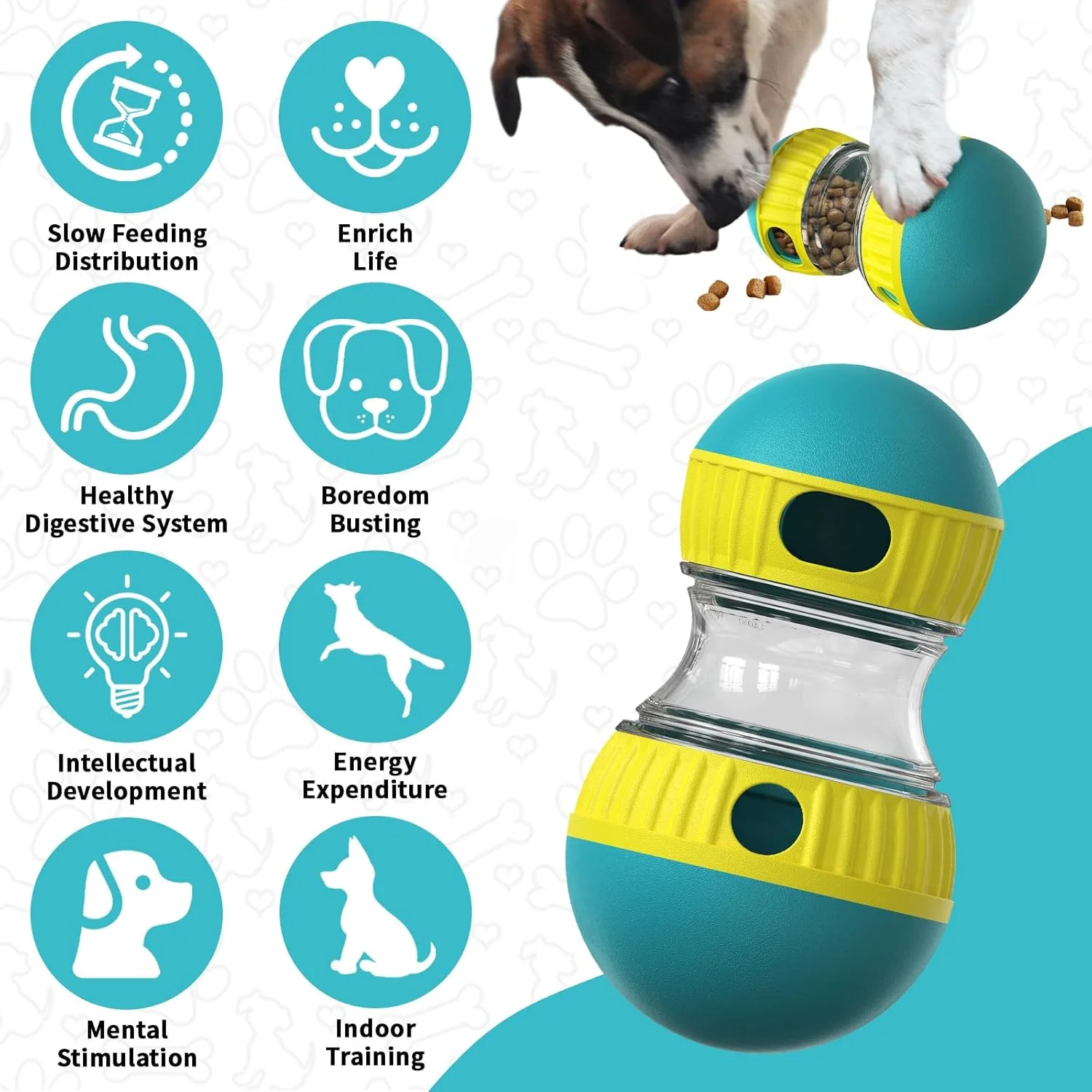 اسباب بازی تعاملی پخش کننده تشویقی سگ و پازل، توپ چرخشی تعاملی اسباب بازی تشویقی سگ برای سگ های بزرگ، اسباب بازی حیوانات خانگی