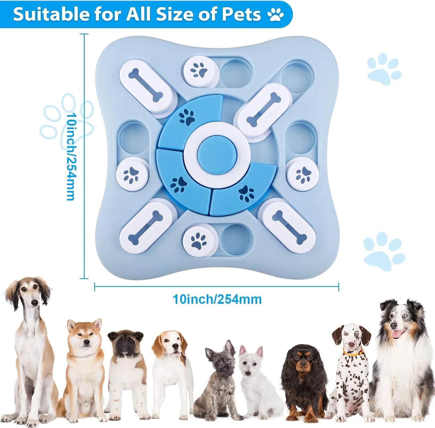 اسباب بازی پازلی سگ، اسباب بازی غذای آهسته سگ برای سگ های بزرگ، متوسط و کوچک، اسباب بازی های تعاملی سگ برای بهبود ضریب هوشی و تحریک مغز سگ. پخش کننده خوراکی سگ با طراحی صدا دار و ضد لغزش