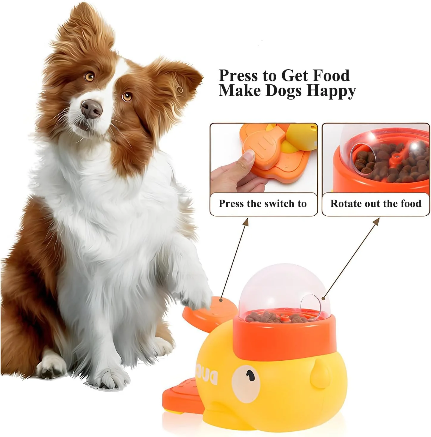 اسباب بازی پخش کننده غذای تعاملی 2 در 1 مدل اردک، پازل تغذیه آهسته برای سگ ها و گربه ها