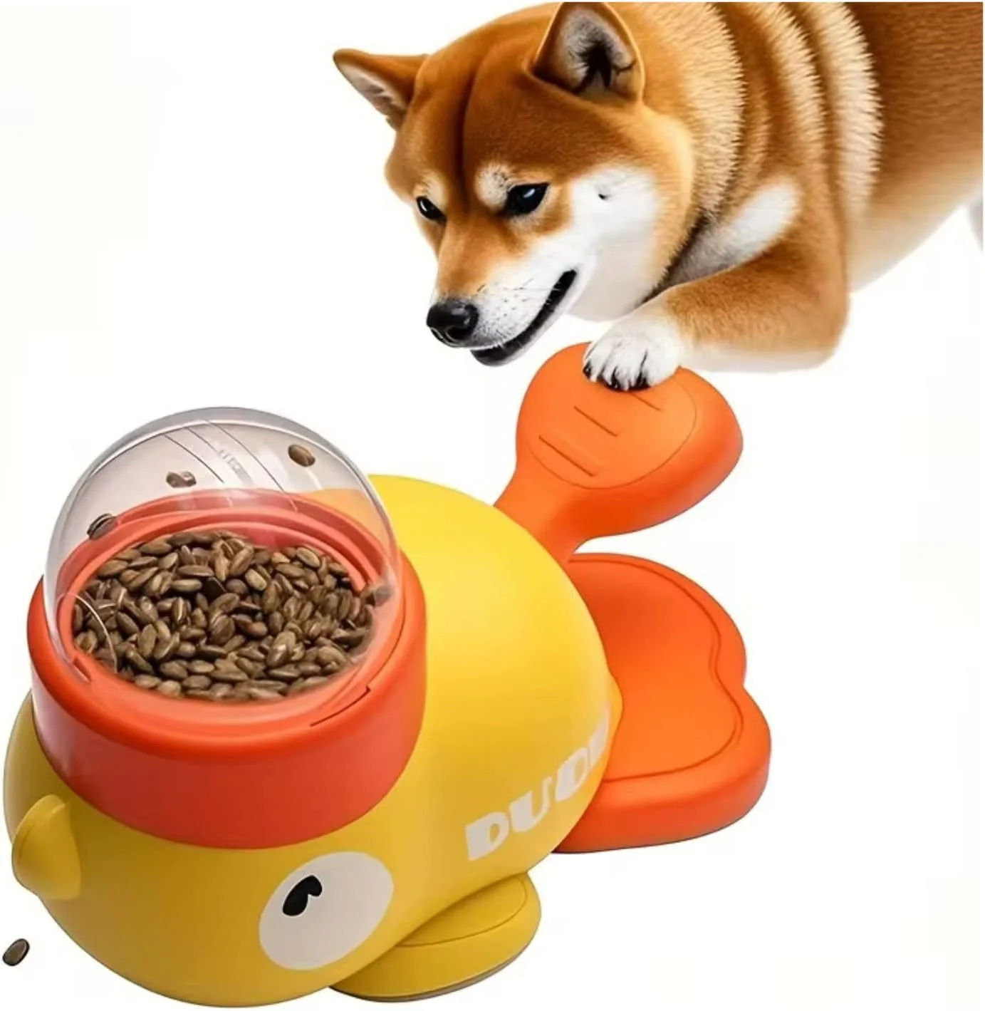 اسباب بازی تعاملی اردک شکل، توزیع کننده غذا، فعال کننده دویدن حیوانات خانگی، اسباب بازی برای حیوانات خانگی کوچک