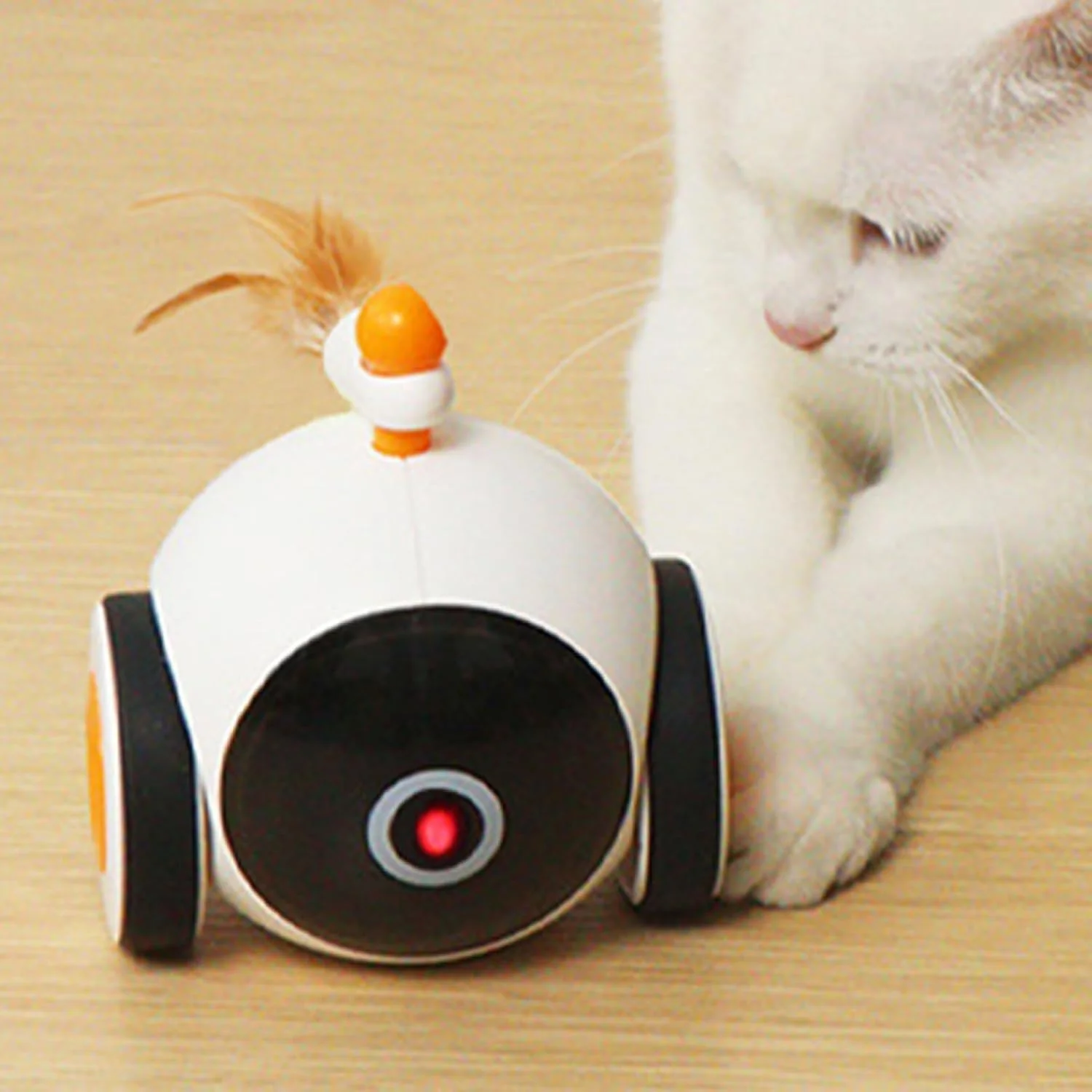 اسباب بازی تعاملی گربه - توپ اسباب بازی الکترونیکی گربه | توپ هوشمند غنی سازی گربه سانان با پر، کره بازی فعال با حرکت، بازی خودکار چرخشی قابل شارژ در داخل خانه، تجهیزات ورزشی خودکار حیوانات خانگی برای همه نژادها